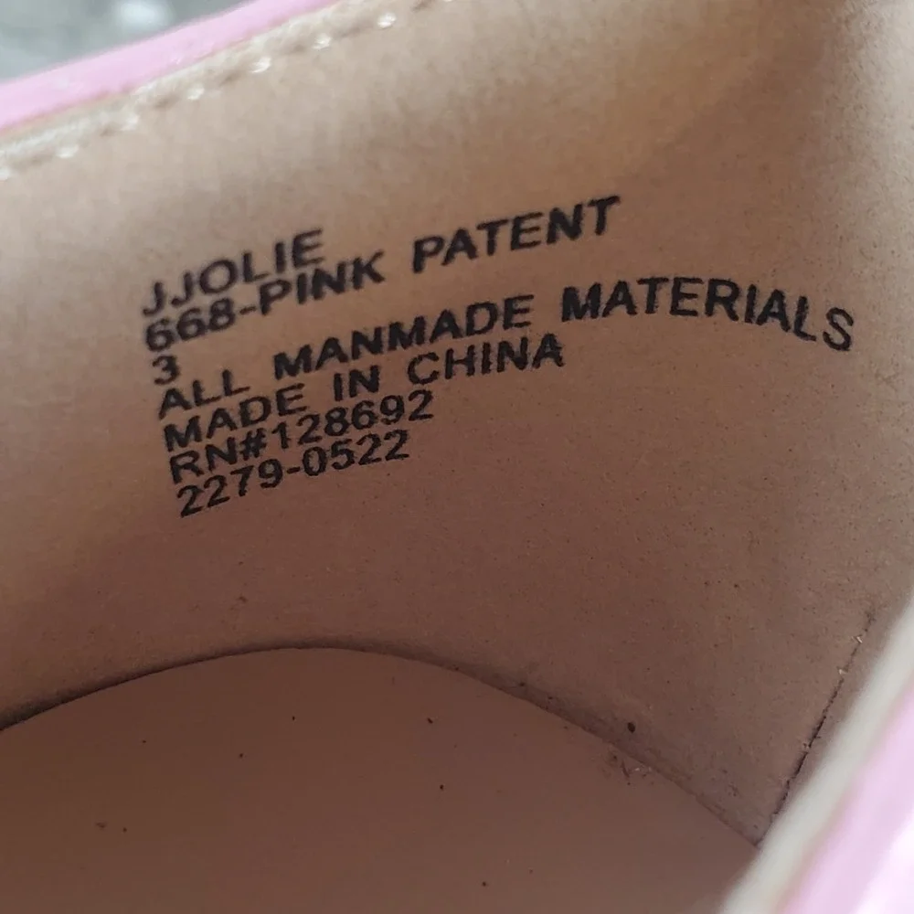 Steve Madden Jolie Mary Jane Flat Kids Sz 3 Pink Patent Leather T-Strap Platform